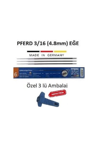 Pferd 3/16 4.8Mm Motorlu Testere Eğesi Orta 3Lü Paket