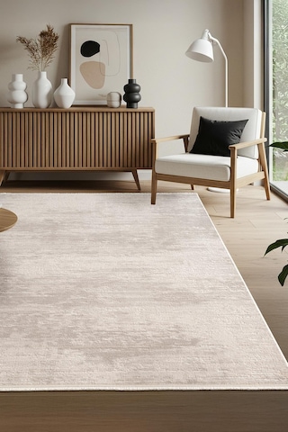 Leon Ln001g Krem Halı Modern Desen Pamuk Taban Akrilik Tozuaz Salon Yatak Odası Koridor Halısı-686 Bej