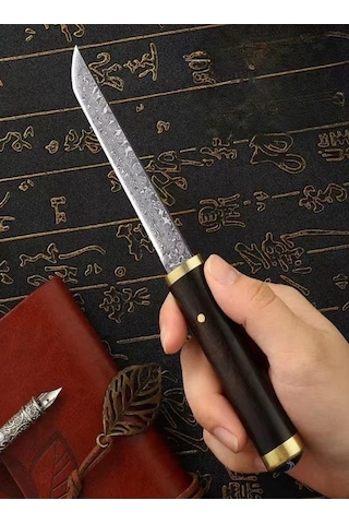 Japon Kamp Damascus Tanto Ruyi Jingu Bang Siyah