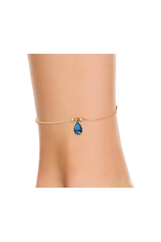 Lacivert Taşlı 14 Ayar Altın Halhal 14NMHL04