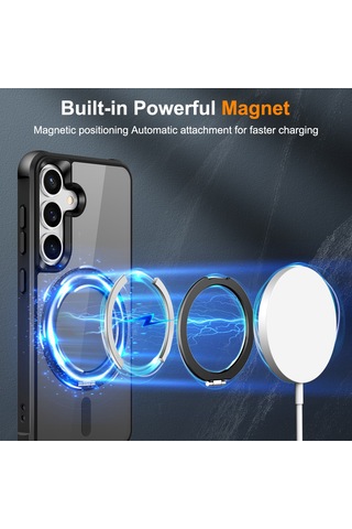 Samsung Galaxy S25 / S24 Kılıfı Magsafe Döndürülebilir Halka Ayaklı Tpu + Pc Telefon Kılıfı İle Uyumlu Siyah
