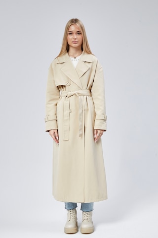 Oversize Rüzgarlık Detaylı Trençkot Taş