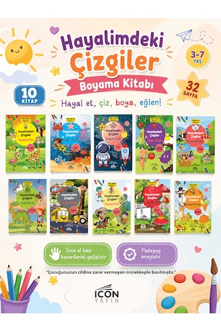 Hayalimdeki Çizgiler 10 Lu 32 Sayfa Boyama Kitabı