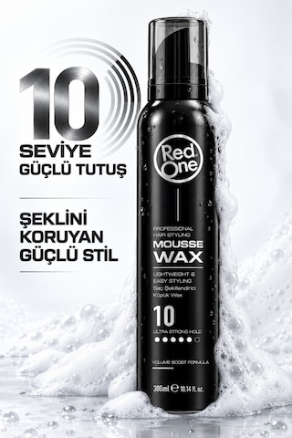 Redone Profesyonel Hair Styling Mousse Wax Ultra Strong Hold No:10 & Ultra Güçlü Tutuşlu Köpük Wax 300 Ml