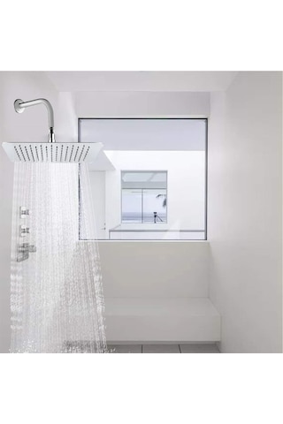 Teltree 8 İnç Kare Ultra İnce Tavan Duşu, Paslanmaz Çelik, Otomatik Temizlenebilir Uçlar, Yüksek Basınçlı, Su Tasarruflu, Gümüş Rengi Bağlantı Çubuğu Yok Diğer