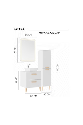 Creavit Patara Dikdörgen Led Ayna 55x75cm Mat Beyaz Cam