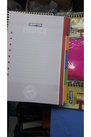 Ayraçlı Defter Spiralli A4 Ebat 200 Yp 6 Ayraç 4 Kareli + 2 Çizgili Plastik Kapak 4 Adet Defter Çok Renkli