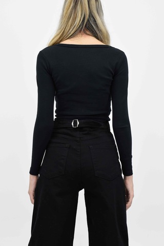 Baskılı Uzun Kollu Tişört - Siyah SIYAH