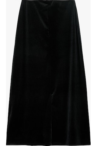 Koton Normal Bel Rahat Kalıp Kloş Midi Kadife Etek Siyah 7wak10282ek
