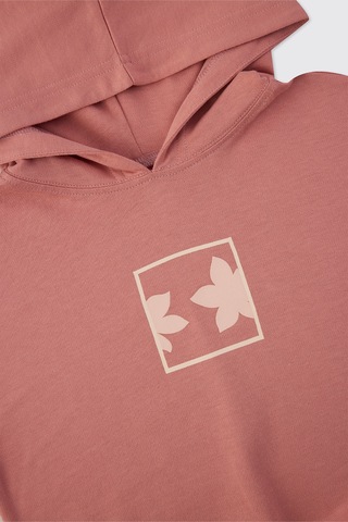 Panço Kız Çocuk Baskılı Kapüşonlu Pembe Sweatshirt