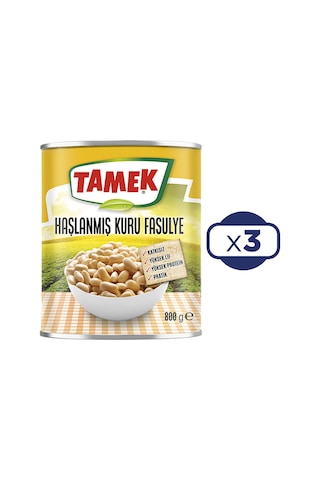 Tamek Haşlanmış Kuru Fasulye 800 Gr X 3'lü Paket