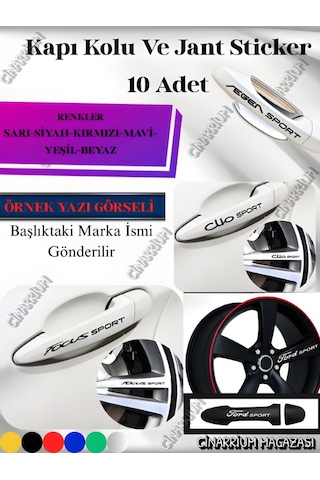 Oto Kapı Kolu Ve Jant Sticker Seti 10 Adet