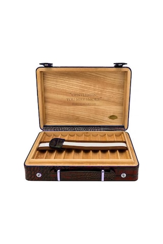 Croco Desen Seyahat Puro Kutusu Humidor İçi Sedir Kahve 18's