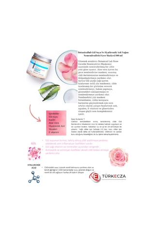 Botanical Lab Gül Hyaluronik Asit Nemlendirici Gece Maskesi 100 ML + Zerdeçal Leke Kontrolü Kil Maskesi 100 ML