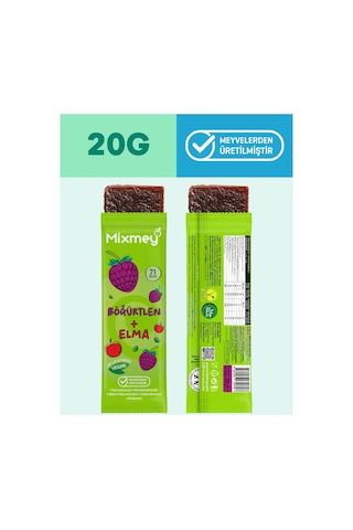 Mixmey Böğürtlen Meyve Barı 12 Adet | Atıştırmalıklar – Vegan, Glutensiz, Koruyucusuz 20g X 12adet