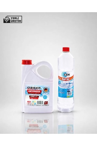 Cem Car Care Saf Su Ütü Ve Akü Suyu 1 Lt , Osser Antifriz 3 Lt Kırmızı-42 Derece