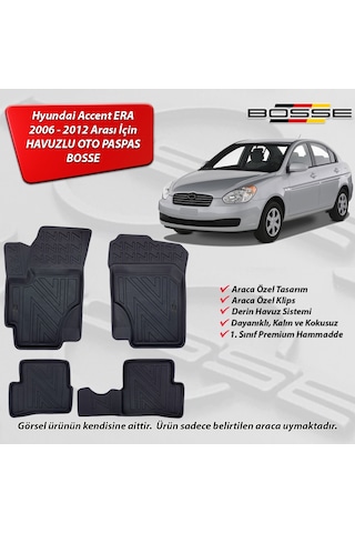 Hyundai Accent Era Paspas Araca Özel 2006 2012 BOSSE 3D Havuzlu Oto Paspas Paspas