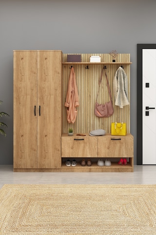 Lora Portmanto 2 Kapılı Vestiyer Ayakbılık Meşe Meşe