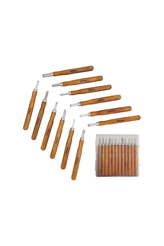 Rox Wood Mini Ahşap Oyma Bıçak Seti 12 Parça Pvc Çantalı