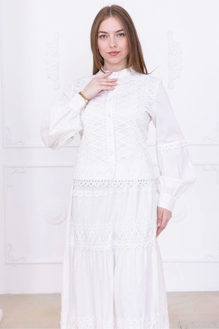 Dantel Detaylı İkili Takım 4712-beyaz Beyaz