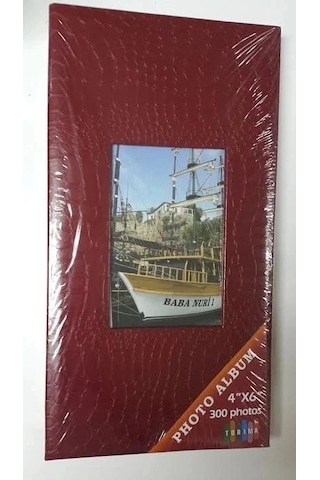 Torima Fotoğraf Albümü 300'lük 4x6 10x15 Albüm Kırmızı Resim Arşivi Kare Motifli Anı Saklama