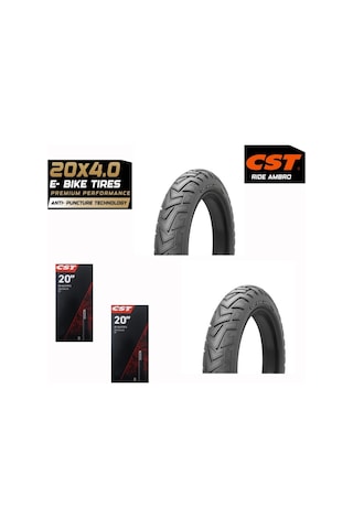 Cst Rıde Ambro 20x4.0 Telli Dış Lastik Seti 1.5mm Zırhlı Siyah Yanak 2 Dış + 2 İç Lastik