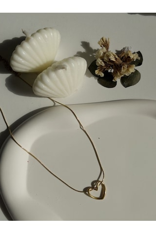 Çelik Kalp Figürlü Basic Kadın Kolye Altın Love Harmony - Gold Sevgililer Günü Hediyesi Altın