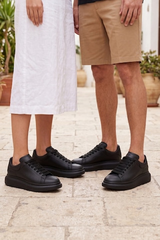 Liaquenn - Rahat Ve Hafif Yüksek Tabanlı Yürüyüş Günlük Spor Giy Çık Unisex Sneaker Ayakkabı - K... Siyah