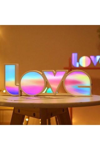Teltree Romantik Renkli Love Harf Işıklı Lambası - Usb/aa Pil İle Çalışır, Ev Dekorasyonu, Nikah, Teşekkür Partileri İçin Sürekli Aydınlatma Diğer