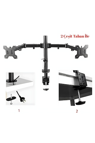 Hpytech Çift Kol Ayarlanabilir Monitör Tutucu Stand 14''-32''