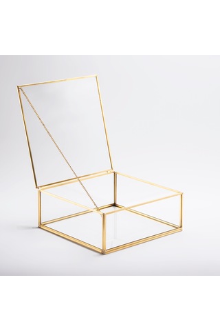 Cam Kutu Pirinç & Gold 15x10x5cm