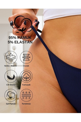 Alya Underwear Kadın Ipli Tanga Külotlar - 5 Li Paket Sarı, Mor, Mint, Somon,mavi 1301p P14