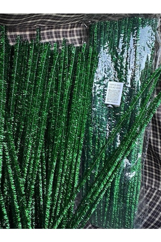 Yeşil Simli Renk Şönil Renk Kod B006 El İşi, Hobi Ve Çiçek Yapım Teli, , 1 Paket 100 Adet 30 Cm
