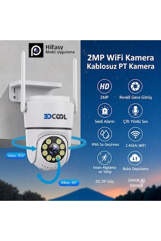 3dcool 3d-1100wf Hieasy Fullhd 1080p Pt Harekete Duyarlı Wi-fi Kablosuz Kamera