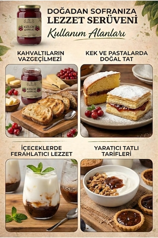 Şifakür Kızılcık Marmelatı Şeker İlavesiz Doğal Geleneksel Kahvaltılık 850g