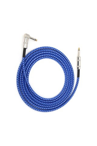 6,35 Mm Gitar Ses Kablosu Mikrofon Gürültü Önleyici Bağlantı Kablosu Müzik Aleti 3 Metre Mavi Ve Beyaz