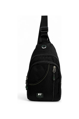 Seventeen Unisex Spor Çok Bölmeli Çapraz Askılı Body Bag Siyah-haki Siyah-hakki