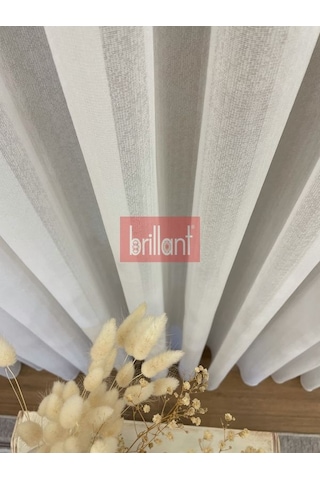 Tül Perde Brillant Ağır Gramajlı Ekru Keten Efektli
