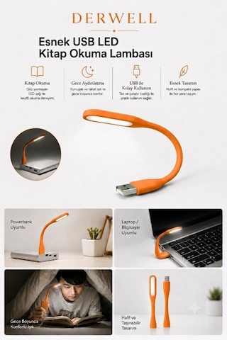 Esnek Usb Led Kitap Okuma Lambası Taşınabilir Mini Masa Üstü Gece Lambası Laptop Bilgisayar Uyumlu Bükülebilir Göz Yormayan Aydınlatma Işığı Şarjlı Powerbank Uyumlu Pratik Kitap Okuma Işığı