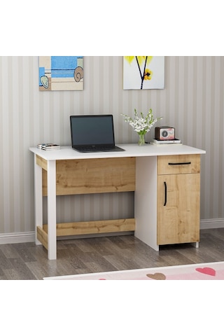 Bmdekor Çalışma Masası Nest Beyaz Safir Meşe