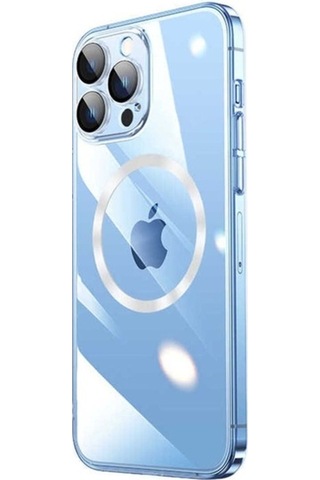 Apple Uyumlu iPhone 14 Pro Max Kılıf Wireless Şarj Özellikli Sert Pc Zore Riksos M-safe Kapak Renksiz