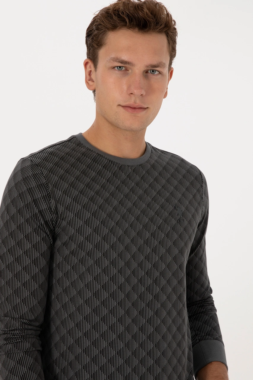 U.S. Polo Assn. Erkek Regular Fit Bisiklet Yaka Antrasit Sweatshirt 50309993-VR006