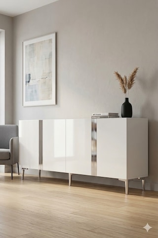 Ka1898bs Anka Konsol Ve Tv Sehpası Beyaz-silver 180cm