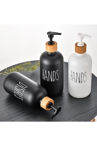 Teltree 500ml Ahşap Kapaklı Boston El Dezenfektanı Ve Şampuan Pompalı Set - 2'li Diğer