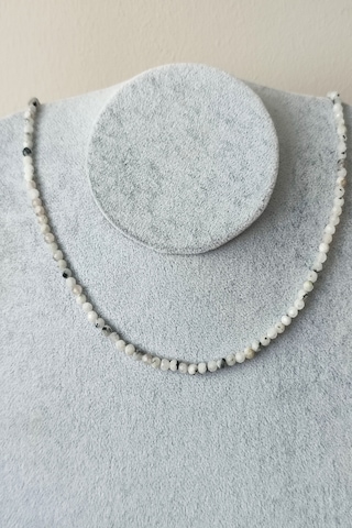 4 Mm Ay Taşı Doğaltaş Kolye 001 - Beyaz