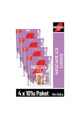Nescafe Ice Choco Çikolata Aromalı Çözünebilir Kahve 10,6g 10'lu Paket 10x4 Diğer