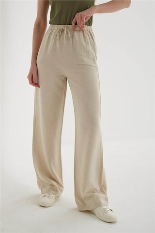 Fashion Friends Geniş Paça Kadın Keten Pantolon 25y0249k1 Ekru