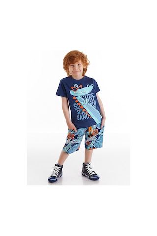 Denokids Surfer Croco Erkek Çocuk Şort Takım Çok Renkli