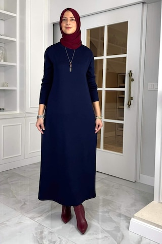 Rabia Şamlı Öykü Çelik Örme Triko Elbise Lacivert Normal