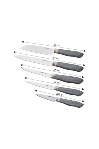 Kitchen Beyond Porto Standlı Bıçak Takımı 6'lı Gri